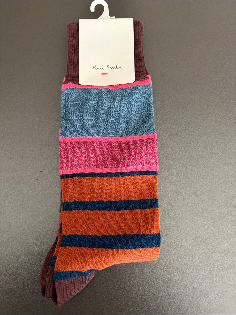Paul Smith Colorblock and Striped Men’s Socks in Orange, Pink & Blue